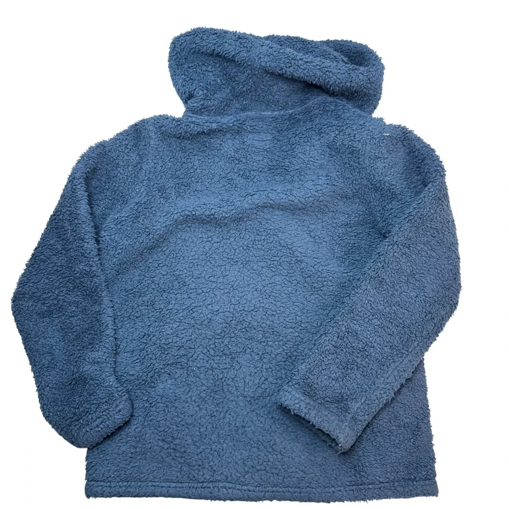 Patagonia Girls Sz 10 Los Gatos Hooded Jacket Blue Sherpa Fleece Full Zip Size M